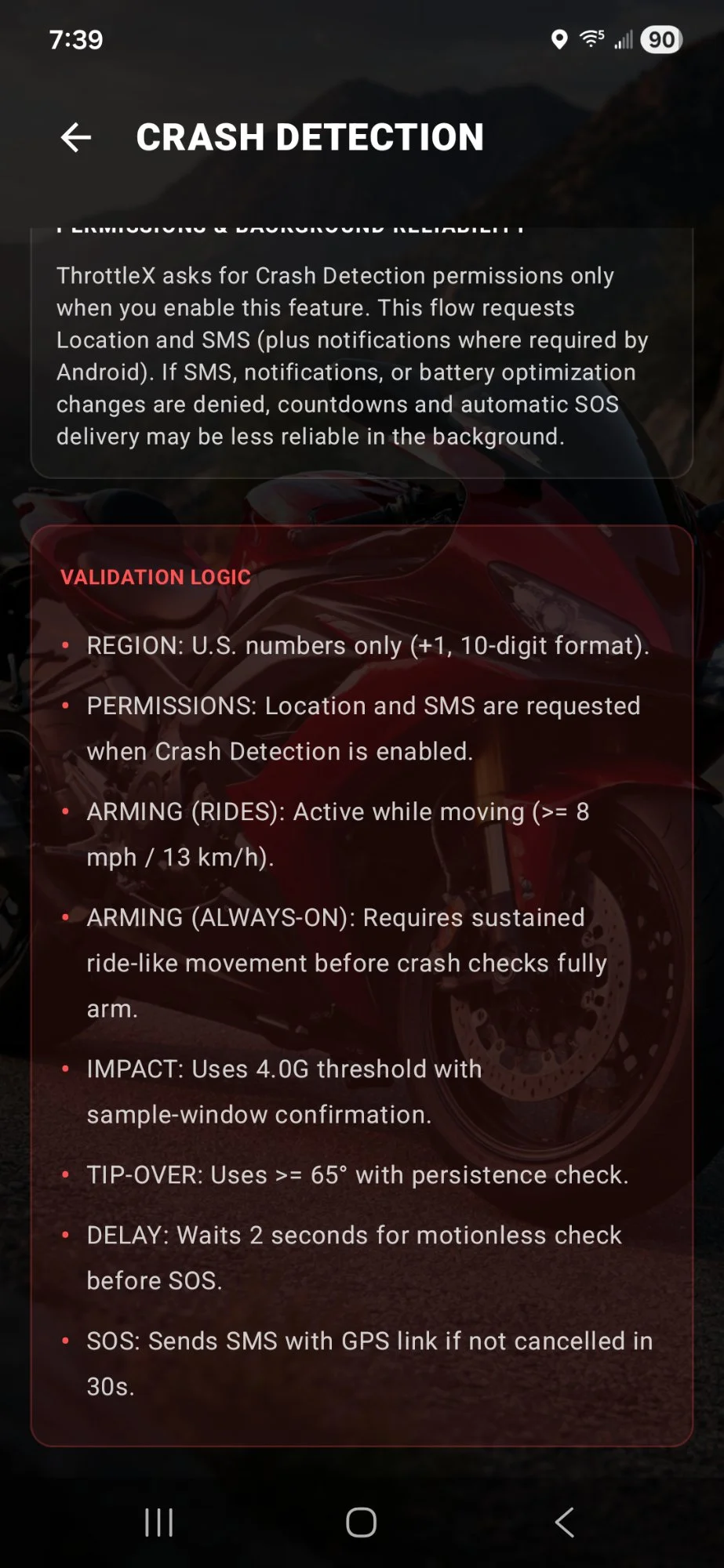 ThrottleX Crash Detection Validation Logic