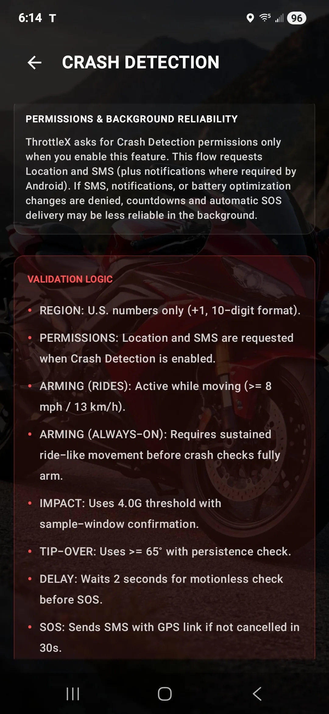 ThrottleX Crash Detection Validation Logic