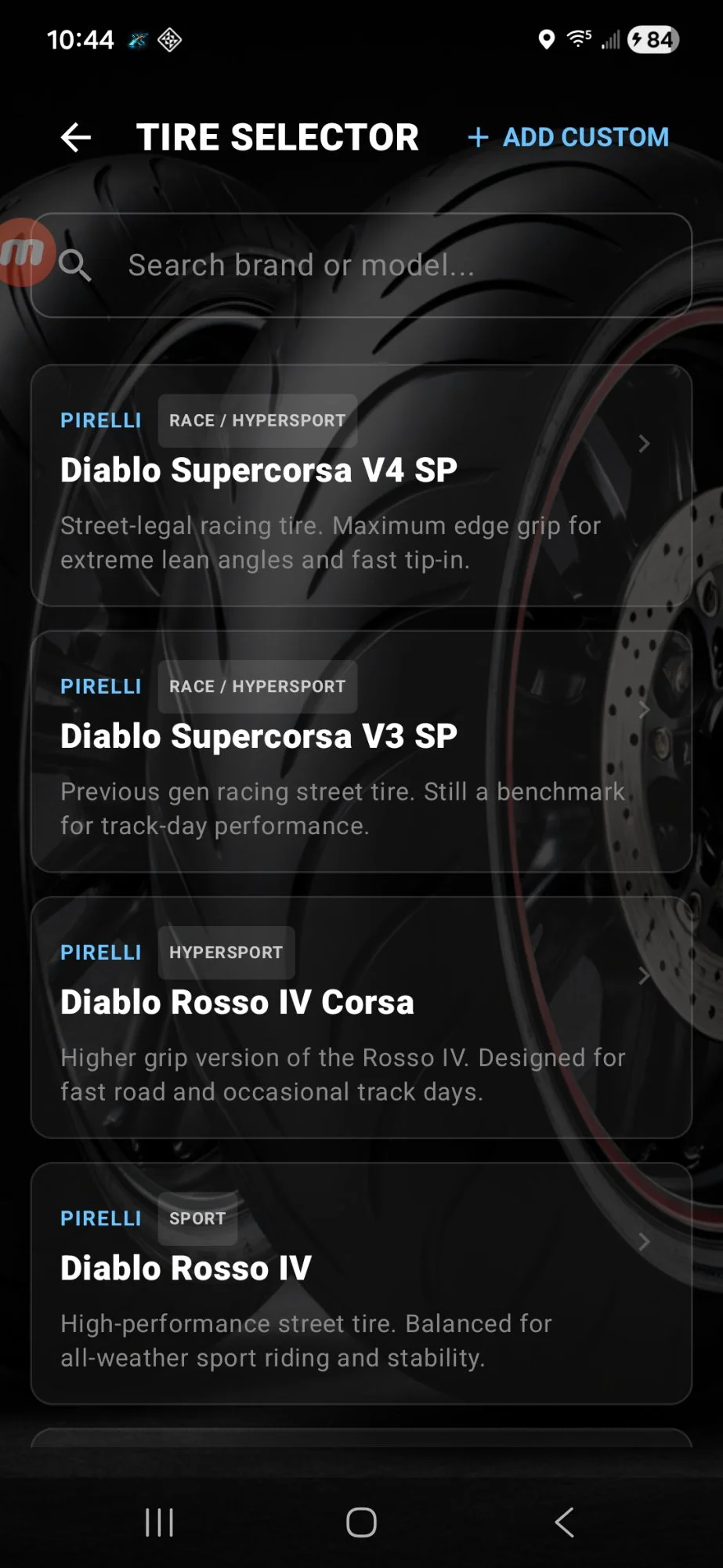 ThrottleX Tire Selector